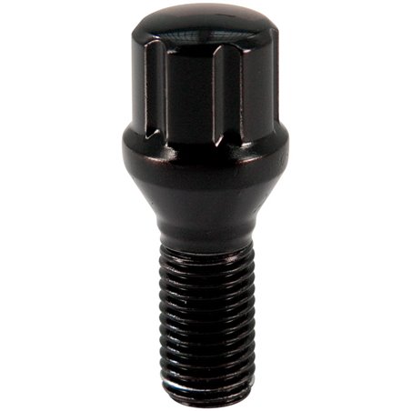 Boulon de roue M12x1.50 Noir - 6-Spline - Conique - Longueur 24mm