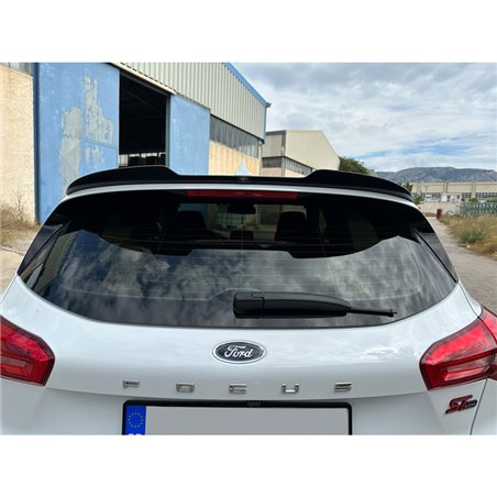 Becquet de toit (Spoiler Cap) sur mesure pour Ford Focus HB IV 2018- (ABS Noir Luisant)