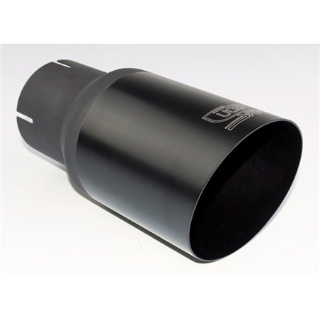 Ulter Sport Embout d'échappement - Ronde Ø90mm Incliné - Longueur 180mm - Montage ->55mm - Inoxydable Noir