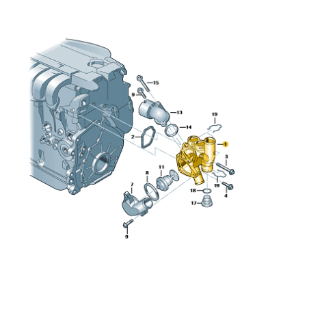 Boîtier de Thermostat de Liquide de Refroidissement pour Moteur 6 Cylindres OEM VW Volkswagen 022121117C