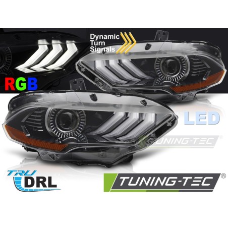 LED HEADLIGHTS RGB DRL BLACK fits FORD MUSTANG 18-21