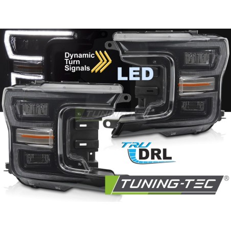 LED HEADLIGHTS BLACK DRL SEQ fits FORD F150 MK13 17-20