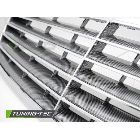 GRILLE CHROME-CARBON LOOK fits MERCEDES S-CLASS W220 02-05