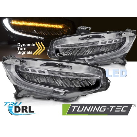 FULL LED HEADLIGHTS BLACK fits HONDA CIVIC X 16-21