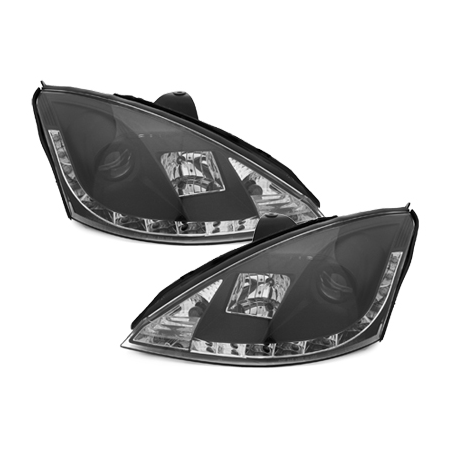 Phares DAYLINE Ford Focus 01-04  avec feux diurne LED  Noir