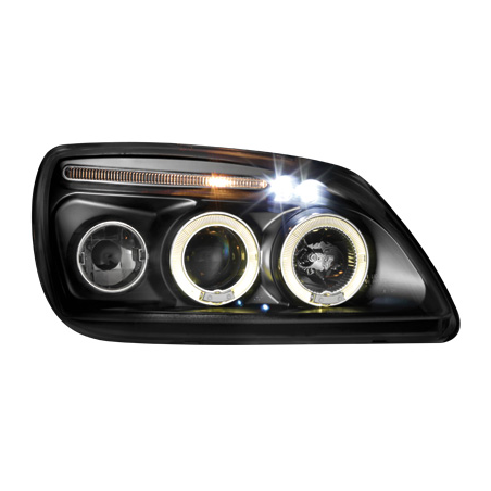 Phares Ford Fiesta MK5 99-00  avec 2 Anneaux lumineux Angel Eyes   Noir