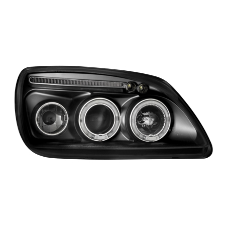 Phares Ford Fiesta MK5 99-00  avec 2 Anneaux lumineux Angel Eyes   Noir