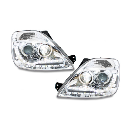 Phares DAYLINE Ford Fiesta 01-05 avec feux diurne LED  Chrome