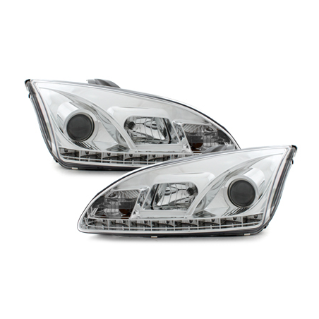 Phares DAYLINE Ford Focus 05-02.08  avec feux diurne LED  Chrome