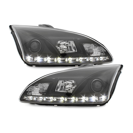 Phares DAYLINE Ford Focus 05-02.08  avec feux diurne LED  Noir