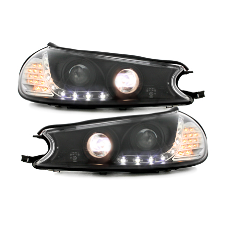 Phares DAYLINE Ford Mondeo 96-00  avec feux diurne LED  Noir