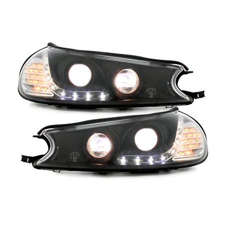 Phares DAYLINE Ford Mondeo 96-00  avec feux diurne LED  Noir