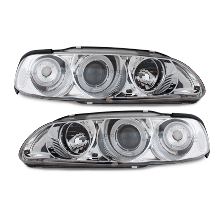 Phares Honda Civic 2/3T 91-95  avec anneaux lumineux angel eyes  Chrome