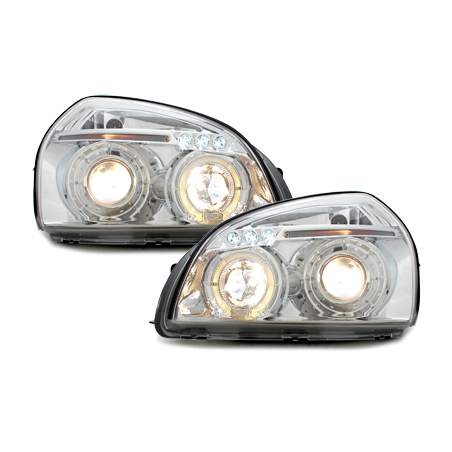 Phares Hyundai Tucson 04+  avec Anneaux lumineux Angel Eyes   Chrome