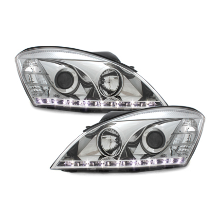 Phares DAYLINE KIA CEE'D 06-09  avec feux diurne LED  Chrome