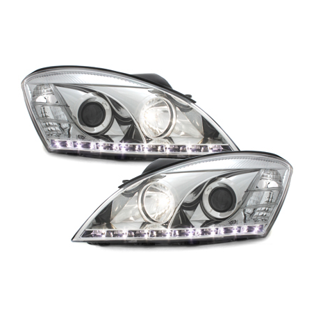 Phares DAYLINE KIA CEE'D 06-09  avec feux diurne LED  Chrome