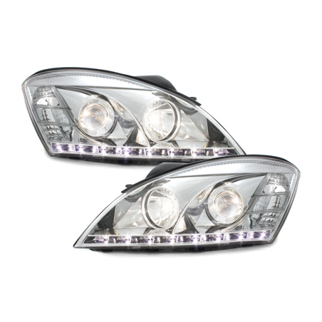 Phares DAYLINE KIA CEE'D 06-09  avec feux diurne LED  Chrome