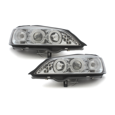 Phares Opel Astra Gauche 98-04  avec anneaux lumineux angel eyes  Chrome