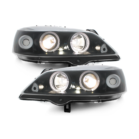 Phares Opel Astra Gauche 98-04  avec anneaux lumineux angel eyes  Noir