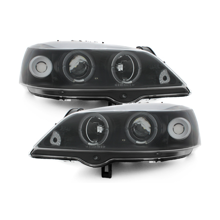 Phares Opel Astra Gauche 98-04  avec anneaux lumineux angel eyes  Noir