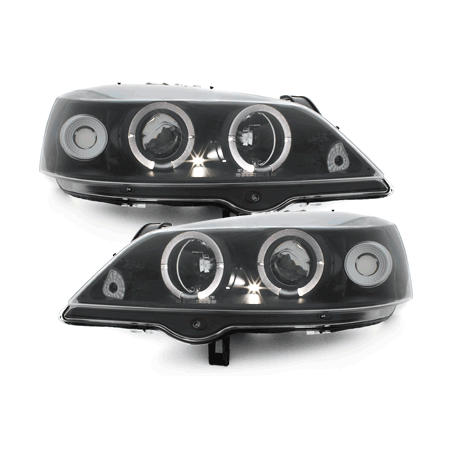 Phares Opel Astra Gauche 98-04  avec anneaux lumineux angel eyes  Noir