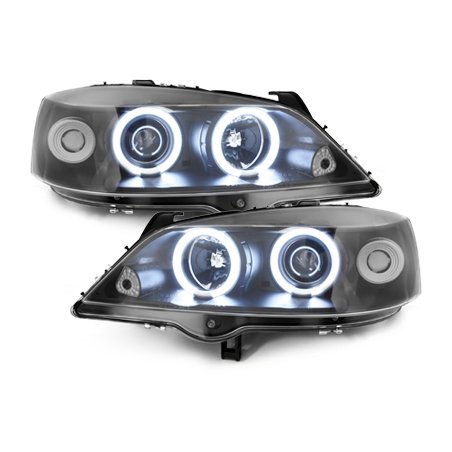 Phares Opel Astra Gauche 98-04  avec anneaux lumineux angel eyes CCFL  Noir