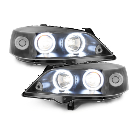 Phares Opel Astra Gauche 98-04  avec anneaux lumineux angel eyes CCFL  Noir