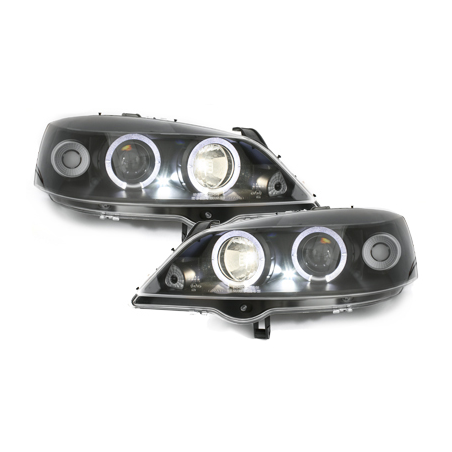 Phares Opel Astra Gauche 98-04  avec anneaux lumineux angel eyes _ RHD  Noir