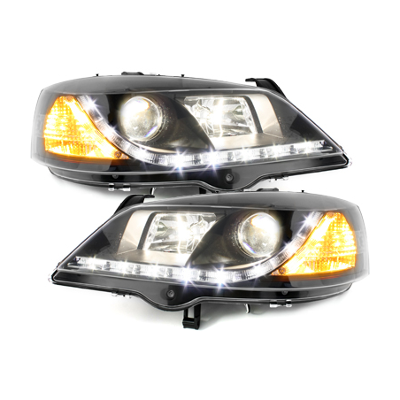 Phares DAYLINE Opel Astra Gauche 98-04  avec feux diurne LED  Noir