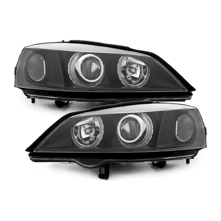 Phares Opel Astra Gauche 98-04  avec 2 Anneaux lumineux Angel Eyes  Noir