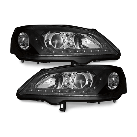 Phares DAYLINE Opel Astra Gauche 98-04  avec feux diurne LED  Noir