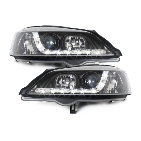 Phares DAYLINE Opel Astra Gauche 98-04  avec feux diurne LED  Noir