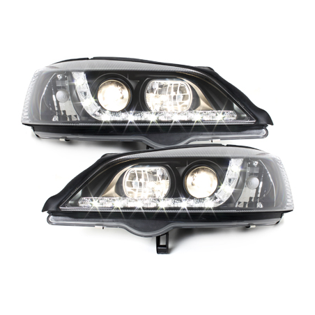 Phares DAYLINE Opel Astra Gauche 98-04  avec feux diurne LED  Noir