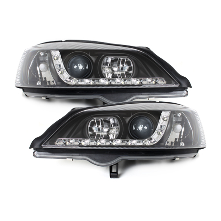 Phares DAYLINE Opel Astra Gauche 98-04  avec feux diurne LED  Noir