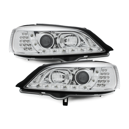 Phares DAYLINE Opel Astra Gauche 98-04  avec feux diurne LED  Chrome