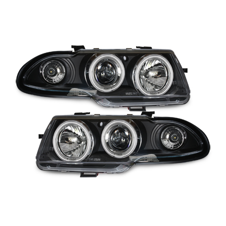 Phares Opel Astra F 91-94  avec anneaux lumineux angel eyes CCFL  Noir