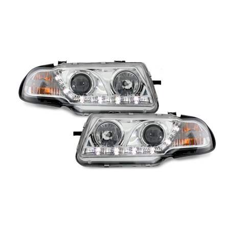 Phares DAYLINE Opel Astra F 91-94  avec feux diurne LED  Chrome