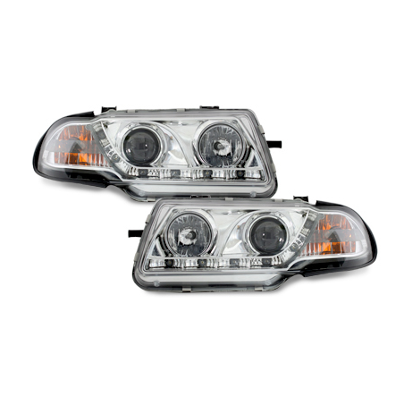 Phares DAYLINE Opel Astra F 91-94  avec feux diurne LED  Chrome