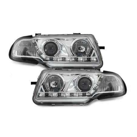 Phares DAYLINE Opel Astra F 95-98  avec feux diurne LED  Chrome