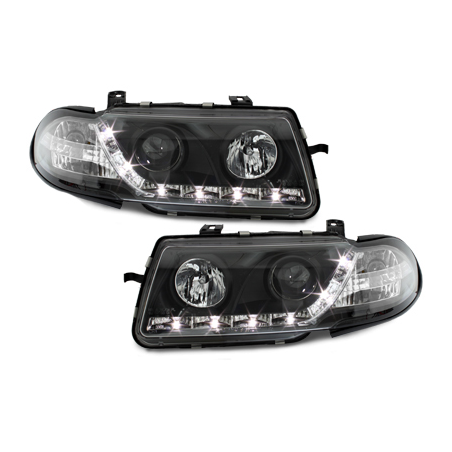 Phares DAYLINE Opel Astra F 95-98  avec feux diurne LED  Noir