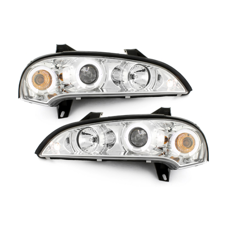 Phares Opel Tigra 94-00  avec 2 Anneaux lumineux Angel Eyes  Chrome