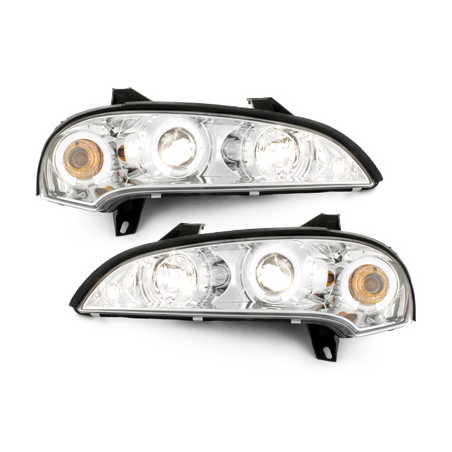 Phares Opel Tigra 94-00  avec 2 Anneaux lumineux Angel Eyes  Chrome