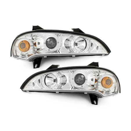 Phares Opel Tigra 94-00  avec 2 Anneaux lumineux Angel Eyes  Chrome