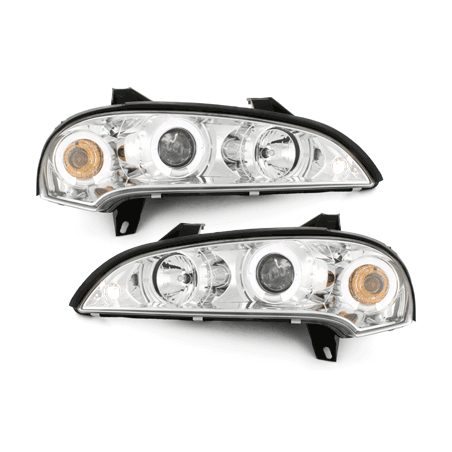 Phares Opel Tigra 94-00  avec 2 Anneaux lumineux Angel Eyes  Chrome