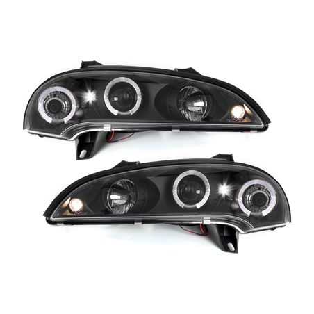 Phares Opel Tigra 94-00  avec 2 Anneaux lumineux Angel Eyes  Noir