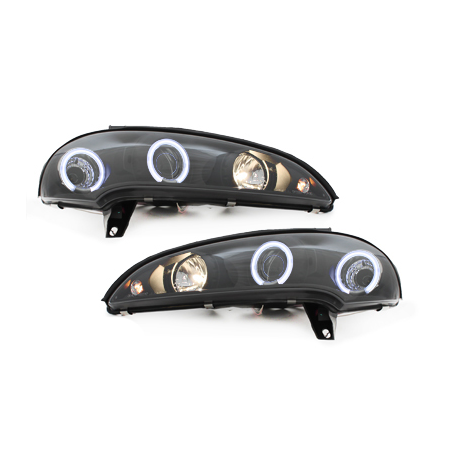 Phares Opel Tigra 94-00  avec anneaux lumineux angel eyes CCFL  Noir