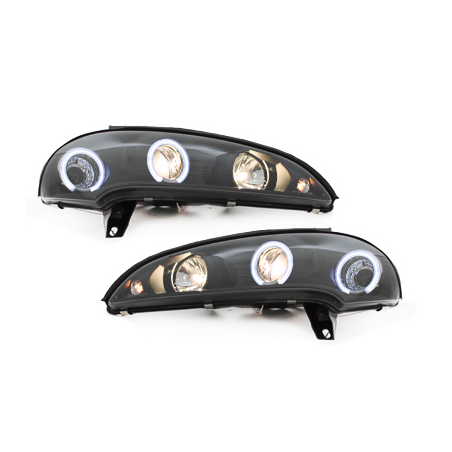 Phares Opel Tigra 94-00  avec anneaux lumineux angel eyes CCFL  Noir