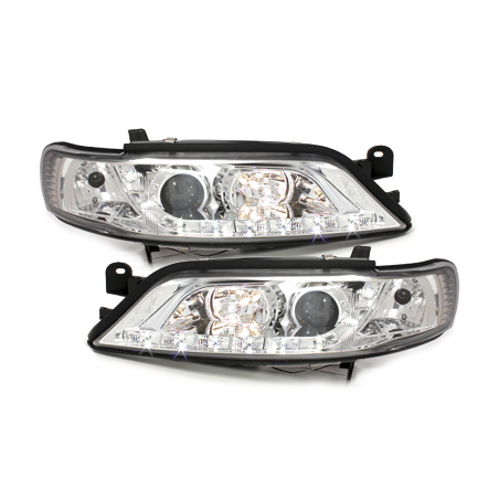 Phares DAYLINE Opel Vectra B 99-02 avec feux diurne LED  Chrome