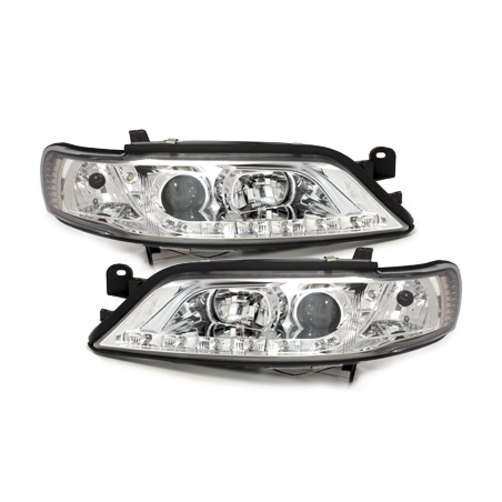 Phares DAYLINE Opel Vectra B 99-02 avec feux diurne LED  Chrome