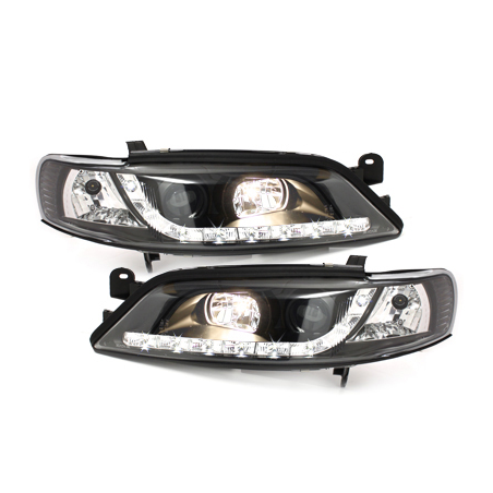 Phares DAYLINE Opel Vectra B 99-02 avec feux diurne LED  Noir